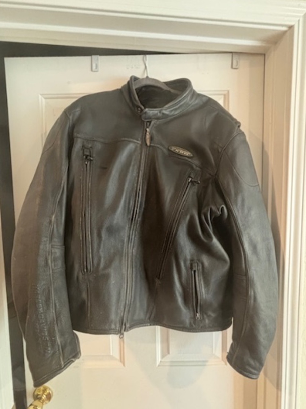 Harley Davidson Authentic Heavy Duty Moto riding leather Jacket w/padding-Mens